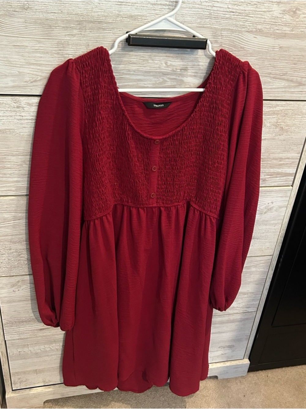 Dokotoo red smocked babydoll mini dress - Picture 2 of 7